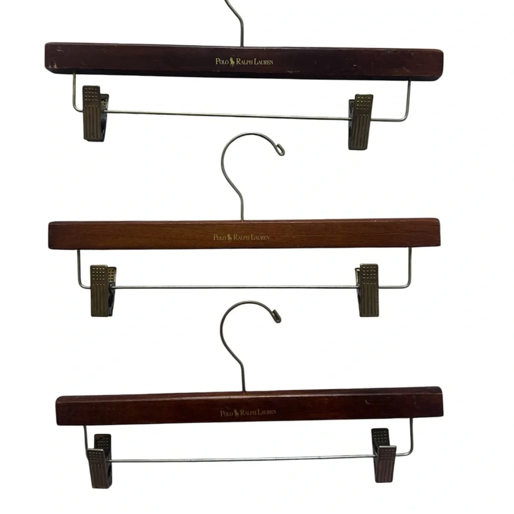 3 Vintage Ralph Lauren Wooden Pants Hangers